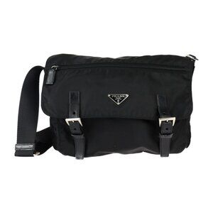 PRADA Black Leather Shoulder Bag
